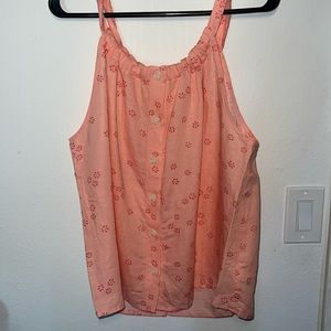 Like new GAP Linen Rayon Button Front  Summer Coral Floral Tank Camisole